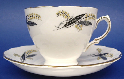 Mid Century Cup and Saucer Royal Vale English Bone China Retro Colors 1960s
