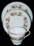 Shelley Bailey's Dogwood Cup And Saucer With Plate Windsor Teacup Trio Teal Trim