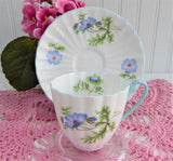 Shelley Blue Poppy Cup and Saucer Ludlow Coffee Demitasse 1960s