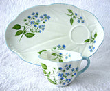 Shelley Dainty American Brooklime Snack Set Cup Saucer Fitted Plate Snack Buffet
