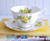 Shelley Cup And Saucer Primrose Atholl Thorn Shape Gold Trim 1960s