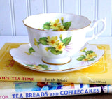 Shelley Cup And Saucer Primrose Atholl Thorn Shape Gold Trim 1960s