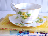 Shelley Cup And Saucer Primrose Atholl Thorn Shape Gold Trim 1960s
