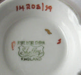 Shelley Pink Fruit Center Cup and Saucer Boston Shape Gold Trim 1960s