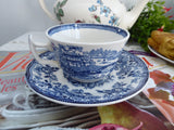 Tonquin Blue Transferware Cup And Saucer 1960s Ironstone Royal Staffordshire Clarice Cliff