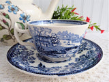 Tonquin Blue Transferware Cup And Saucer 1960s Ironstone Royal Staffordshire Clarice Cliff