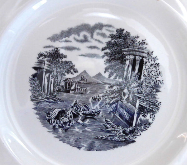 【アンティーク】 ウェッジウッド LUGANO プレート 皿 Salad Plates 3 Dessert Wedgwood Lugano Black Transfer 1960s