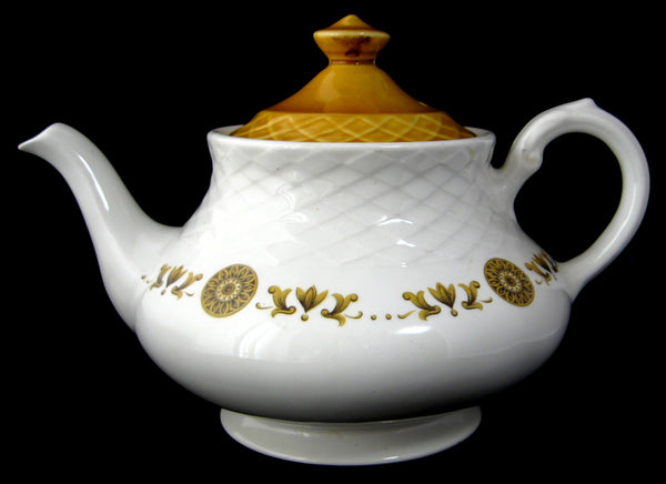Teapot E Wedgwood Gold Medallion Retro Tea Pot Harvest Gold