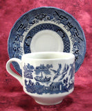 Cup And Saucer Blue Willow Blue Transferware English Royal Wessex 1950s