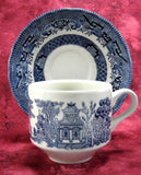 Cup And Saucer Blue Willow Blue Transferware English Royal Wessex 1950s