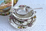 Sleek Vintage Tea Strainer Over The Cup 1960s England Kent A1 Silver Plate