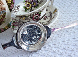 Sleek Vintage Tea Strainer Over The Cup 1960s England Kent A1 Silver Plate