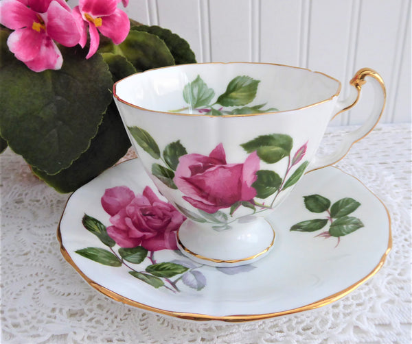 Adderley Monique English Cup And Saucer Vintage 1960s Pink Rose