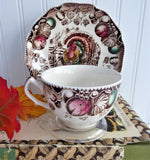 His Majesty Turkey Cup And Saucer Johnson Brothers 1960s Fruit Nuts Made In England