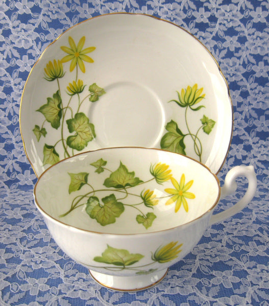 Shelley China England Celandine Cup And Saucer 1963 Lincoln Shape