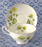 Shelley China England Celandine Cup And Saucer 1963 Lincoln Shape Yellow Wildflowers