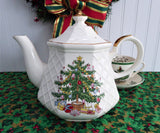 Teapot Christmas Tree Large Tea Pot Holiday Tea Party 1970s Holiday Tea