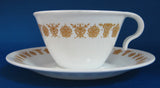 Corelle Butterfly Gold Hook Handle Cup And Saucer Milk Glass 1970s Living Ware