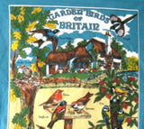 Garden Birds Of Britain Tea Towel Sparrow Woodpecker Robin Dish Towel 1970s