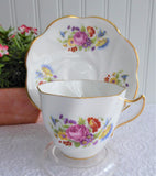English Bone China Teacup Clare Vintage 1970s Pink Rose Poppy Mixed Bouquets