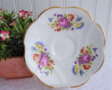 English Bone China Teacup Clare Vintage 1970s Pink Rose Poppy Mixed Bouquets