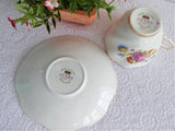 English Bone China Teacup Clare Vintage 1970s Pink Rose Poppy Mixed Bouquets