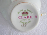English Bone China Teacup Clare Vintage 1970s Pink Rose Poppy Mixed Bouquets