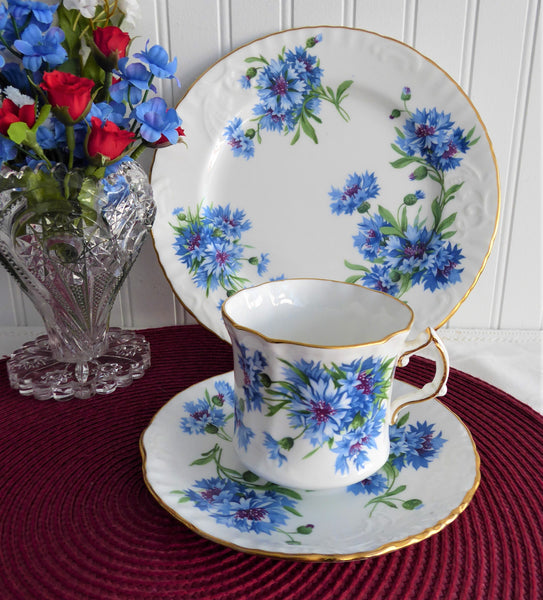 Hammersley England Blue Cornflowers Teacup Trio Gold Bone China 1970s Antiques And Teacups