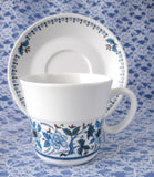 Cup And Saucer Noritake 1970s Blue Moon Progression Porcelain Blue And White Jacobean