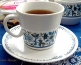 Cup And Saucer Noritake 1970s Blue Moon Progression Porcelain Blue And White Jacobean