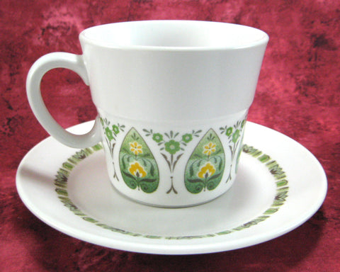 Cup And Saucer Noritake Palos Verde Progression Porcelain 1969-1979 Yellow Green