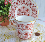 Rougemont Cup And Saucer Royal Crown Derby 1970s Demitasse Charming Red White