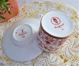 Rougemont Cup And Saucer Royal Crown Derby 1970s Demitasse Charming Red White