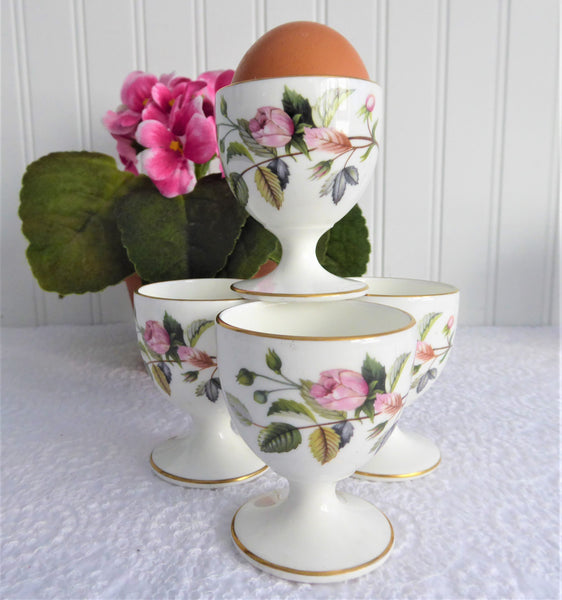 Eggcups Wedgwood Hathaway Rose Set Of 4 England 1970s Bone China