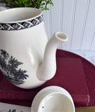 Coffee Pot Wedgwood Lugano Black Transferware 1970s Afternoon Tea 1950s Tall Teapot