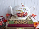 English Teapot Fruit Theme Aurthur Woods Large Tea Pot 1970s Apples Pear