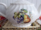 English Teapot Fruit Theme Aurthur Woods Large Tea Pot 1970s Apples Pear