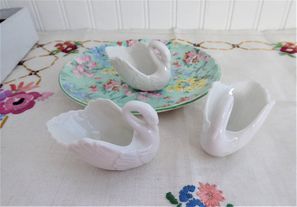 SWAN 七輪 Boxed Set 6 Swan Open Salts Salt Dips 1960s Otagiri Japan Elegant