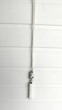 Cylinder Necklace Cloisonne Enamel Opens Long White Silk Cord Vintage 70s