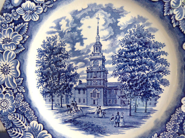Liberty Blue Staffordshire Independence Hall Plate 9.85 Inch