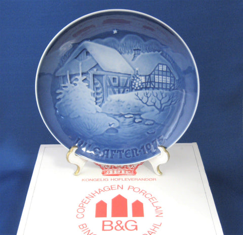 Bing And Grondahl Christmas 1975 Christmas At The Water Mill Annual Plate Blue