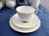 Aynsley Golden Crocus Teacup Trio Petal Molded White And Gold 1980s England