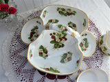 Hammersley Large 3 Piece Strawberry Ripe Serving Bowl With Cream Sugar 1980s