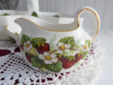 Hammersley Large 3 Piece Strawberry Ripe Serving Bowl With Cream Sugar 1980s