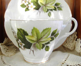 Leaves And Blossoms 1980s Cup And Saucer Royal Ascot English Bone China