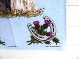 Scotty Dogs Tea Towel Scotties Scotland Dish Towel Thistles Heather 1980s