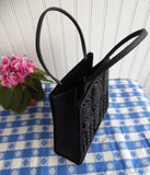 Black Velvet Beaded Purse Handbag 1980s Beaded Bag Art Nouveau Style Elegant