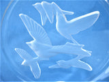 Wings Bird Crystal Salad Plate Sasaki Japan 1980s Intaglio Clear Birds In Flight