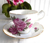 Pretty Pink Roses 1980s Cup And Saucer Royal Ascot English Bone China