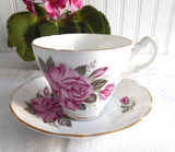Pretty Pink Roses 1980s Cup And Saucer Royal Ascot English Bone China